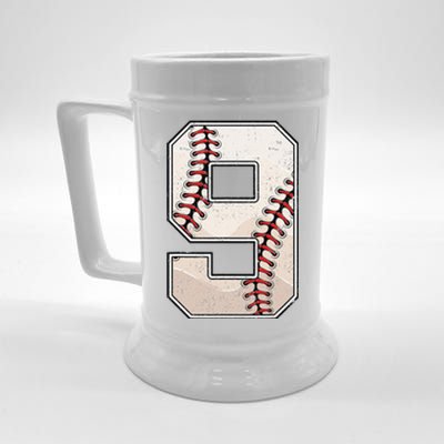 Baseball Birthday Nine 9 Years Old Ninth 9th Bday Party Beer Stein