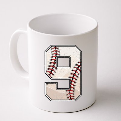 Baseball Birthday Nine 9 Years Old Ninth 9th Bday Party Coffee Mug