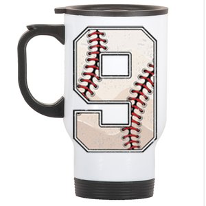 Baseball Birthday Nine 9 Years Old Ninth 9th Bday Party Stainless Steel Travel Mug