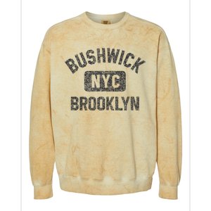 Bushwick Brooklyn Nyc Gym Style Black W Distress Black Print Colorblast Crewneck Sweatshirt