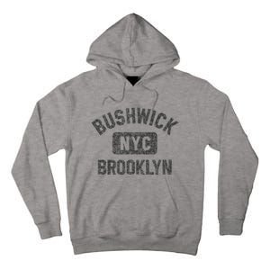 Bushwick Brooklyn Nyc Gym Style Black W Distress Black Print Tall Hoodie