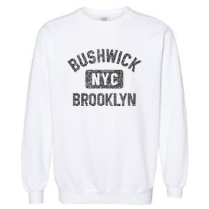 Bushwick Brooklyn Nyc Gym Style Black W Distress Black Print Garment-Dyed Sweatshirt