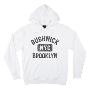 Bushwick Brooklyn Nyc Gym Style Black W Distress Black Print Hoodie