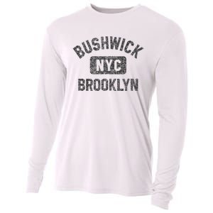 Bushwick Brooklyn Nyc Gym Style Black W Distress Black Print Cooling Performance Long Sleeve Crew