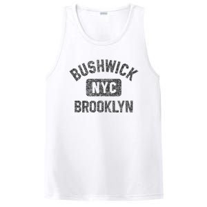 Bushwick Brooklyn Nyc Gym Style Black W Distress Black Print PosiCharge Competitor Tank