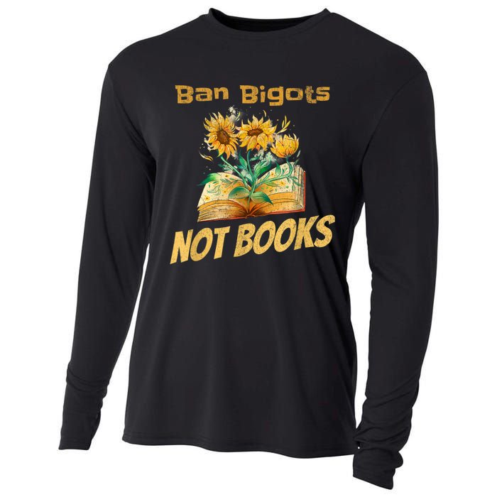 Ban Bigots Not Books | Bookish | Reading Banned Books Retro Cooling Performance Long Sleeve Crew