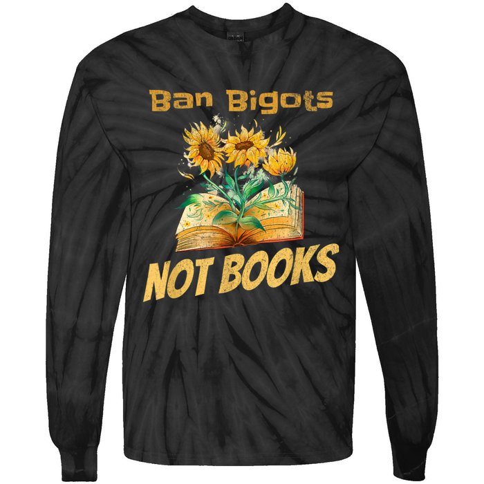 Ban Bigots Not Books | Bookish | Reading Banned Books Retro Tie-Dye Long Sleeve Shirt