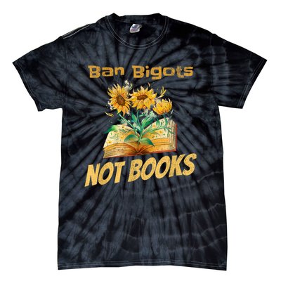 Ban Bigots Not Books | Bookish | Reading Banned Books Retro Tie-Dye T-Shirt