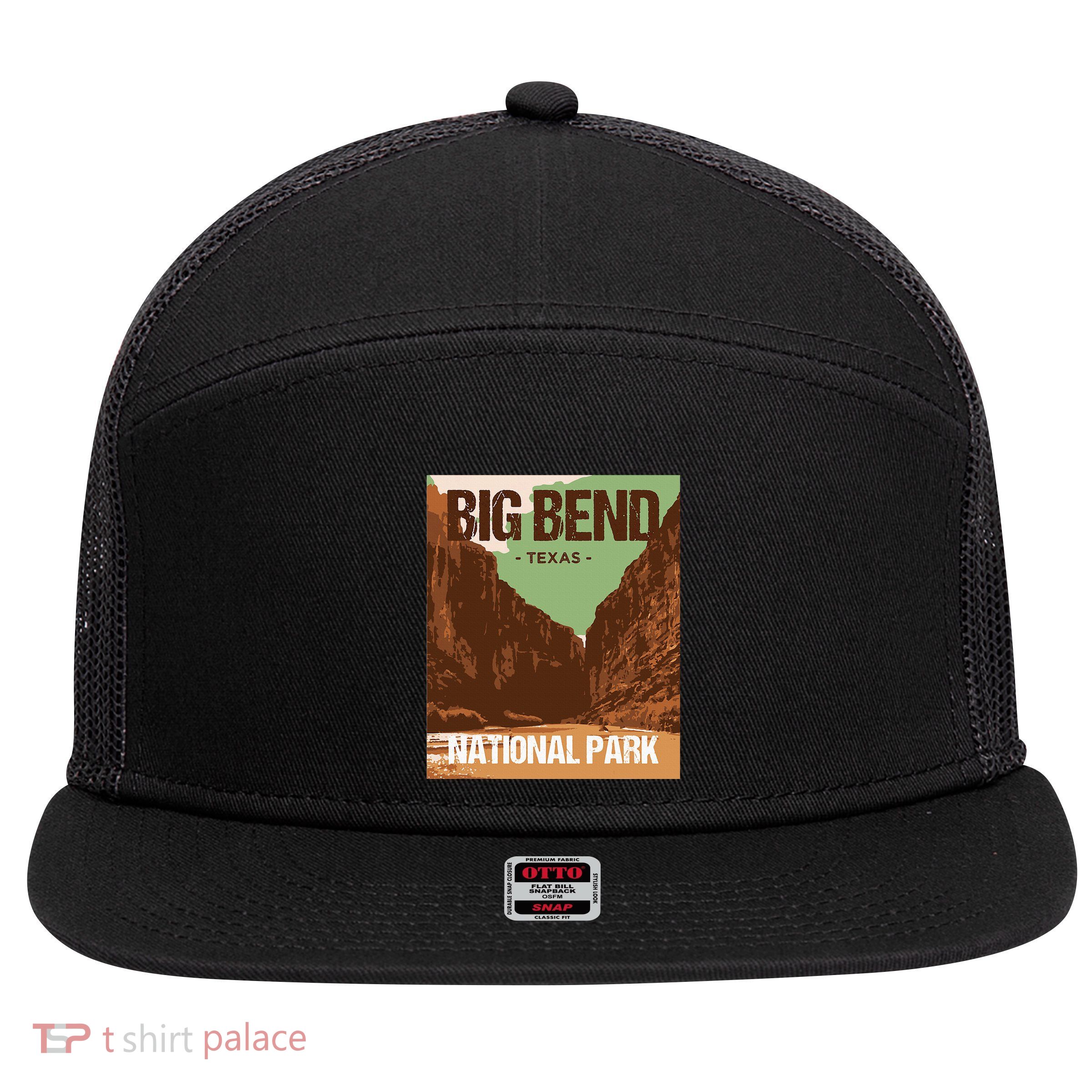 Big Bend National Park Texas Poster Design 7 Panel Mesh Trucker Snapback Hat