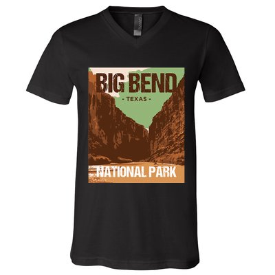 Big Bend National Park Texas Poster Design V-Neck T-Shirt