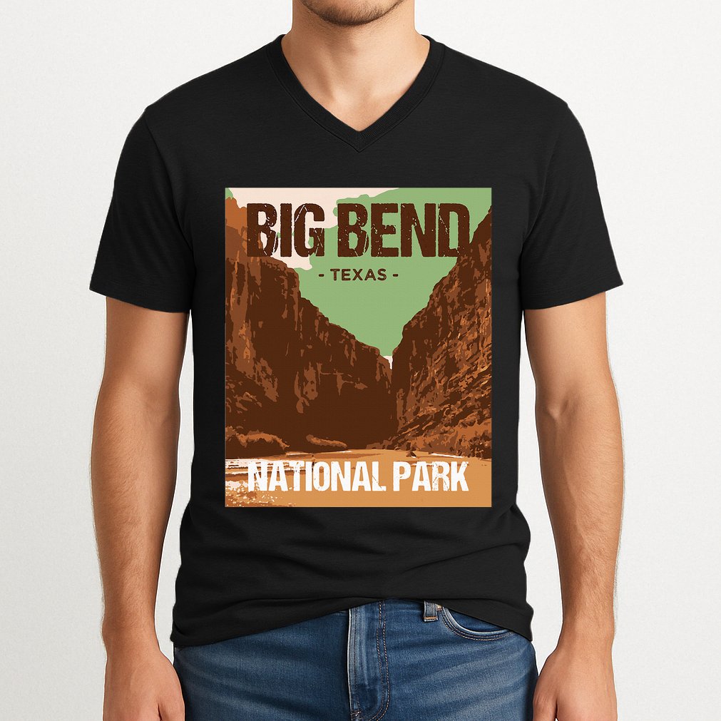 Big Bend National Park Texas Poster Design V-Neck T-Shirt