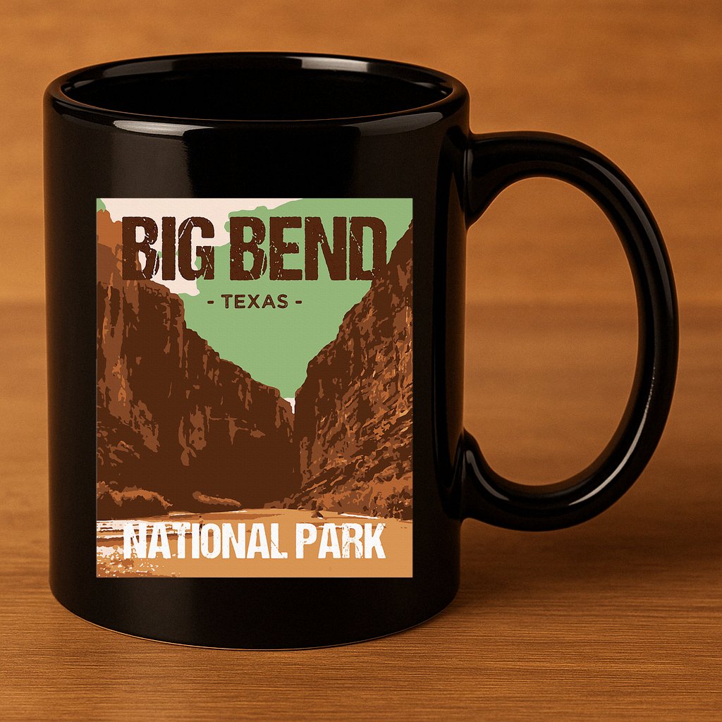 Big Bend National Park Texas Poster Design 11oz C Handle Ceramic Mug