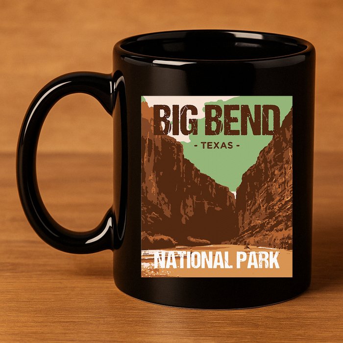 Big Bend National Park Texas Poster Design 11oz C Handle Ceramic Mug