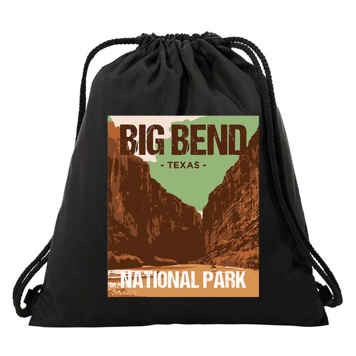 Big Bend National Park Texas Poster Design Drawstring Bag
