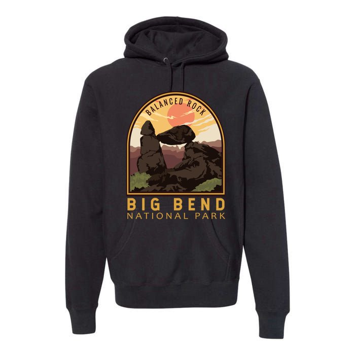 Big Bend National Park Balanced Rock Vintage Emblem Premium Hoodie