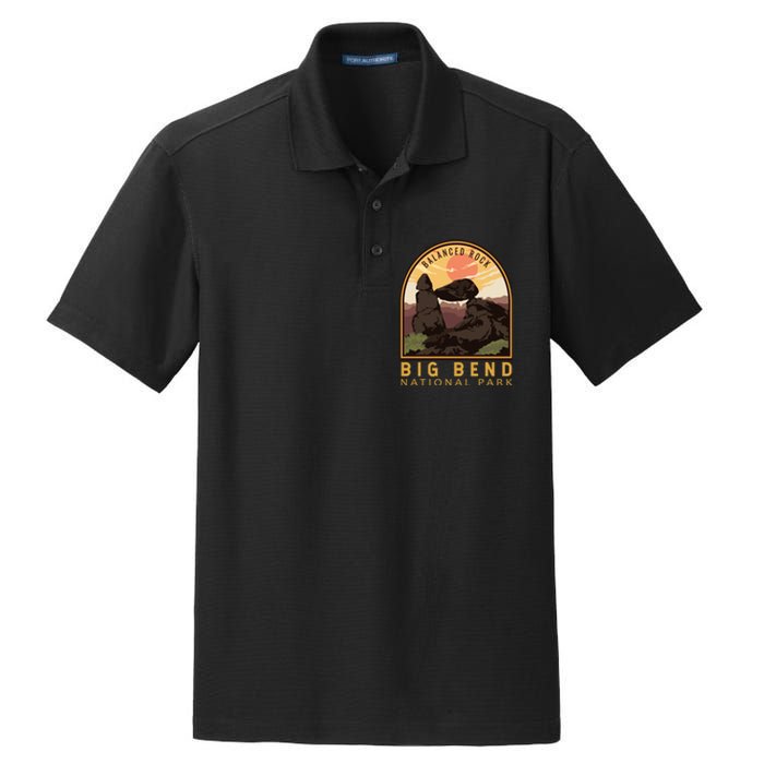 Big Bend National Park Balanced Rock Vintage Emblem Dry Zone Grid Polo