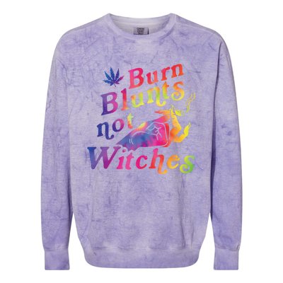 Burn Blunts Not Witches Weed Funny Gift Colorblast Crewneck Sweatshirt