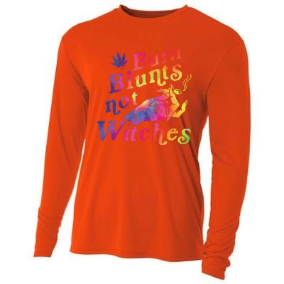 Burn Blunts Not Witches Weed Funny Gift Cooling Performance Long Sleeve Crew