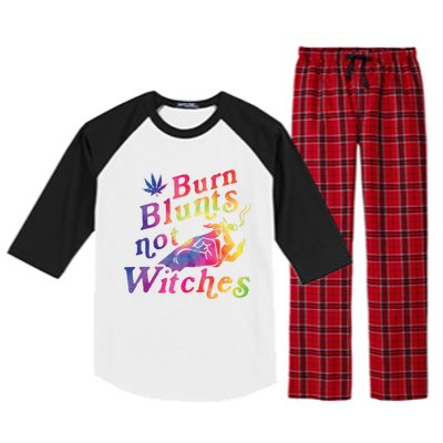 Burn Blunts Not Witches Weed Funny Gift Raglan Sleeve Pajama Set