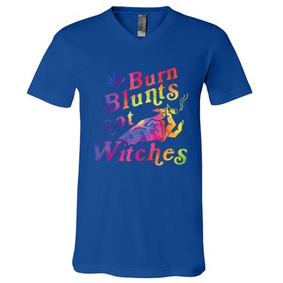 Burn Blunts Not Witches Weed Funny Gift V-Neck T-Shirt