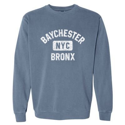 Baychester Bronx Nyc Gym Style Distressed White Print Meaningful Gift Garment-Dyed Sweatshirt