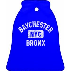 Baychester Bronx Nyc Gym Style Distressed White Print Meaningful Gift Ceramic Bell Ornament