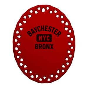 Baychester Bronx Nyc Gym Style Distressed White Print Meaningful Gift Ceramic Oval Ornament