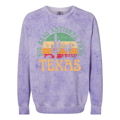 Big Bend National Park Texas Desert Hiking Retro Sunset Colorblast Crewneck Sweatshirt