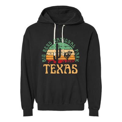 Big Bend National Park Texas Desert Hiking Retro Sunset Garment-Dyed Fleece Hoodie