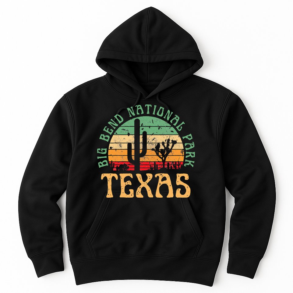 Big Bend National Park Texas Desert Hiking Retro Sunset Hoodie