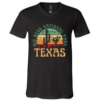 Big Bend National Park Texas Desert Hiking Retro Sunset V-Neck T-Shirt