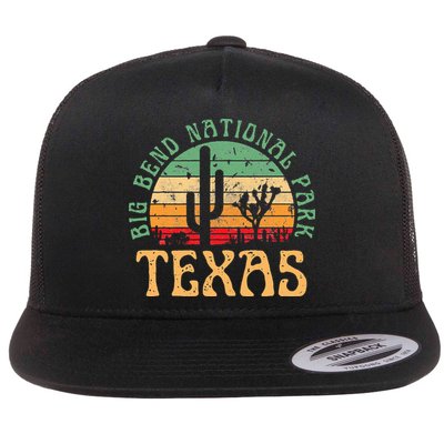 Big Bend National Park Texas Desert Hiking Retro Sunset Flatbill Hat