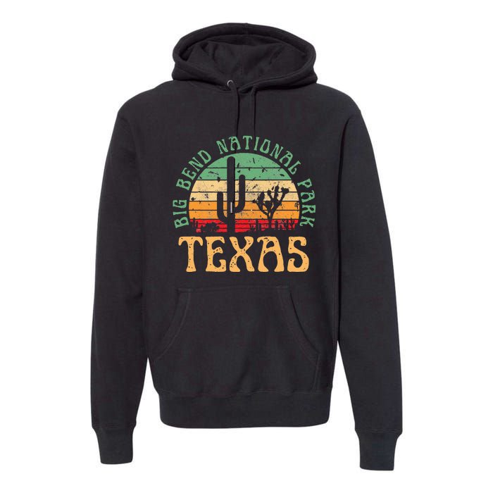 Big Bend National Park Texas Desert Hiking Retro Sunset Premium Hoodie