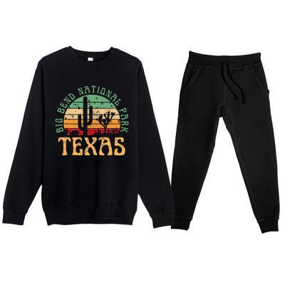 Big Bend National Park Texas Desert Hiking Retro Sunset Premium Crewneck Sweatsuit Set