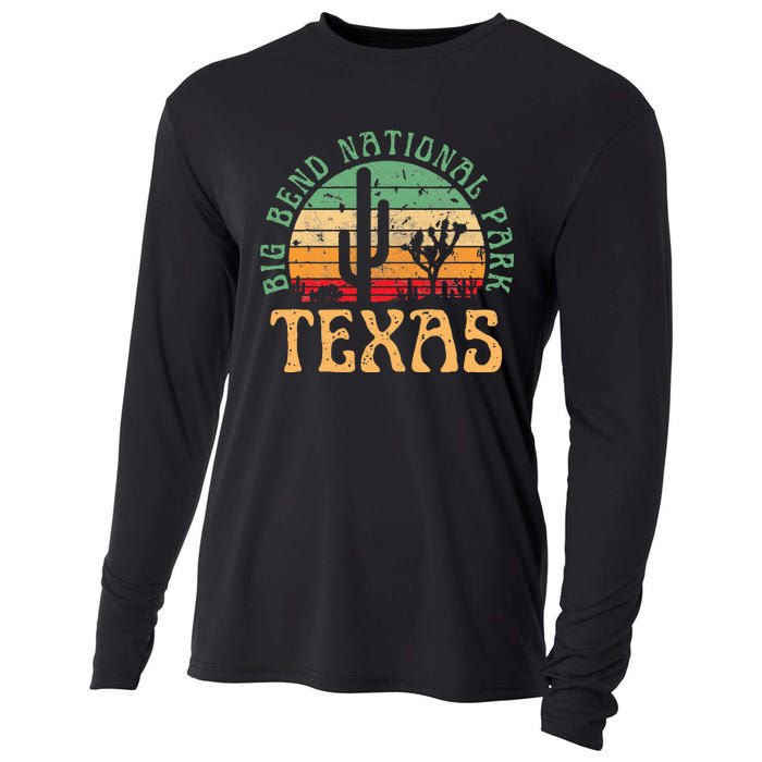 Big Bend National Park Texas Desert Hiking Retro Sunset Cooling Performance Long Sleeve Crew