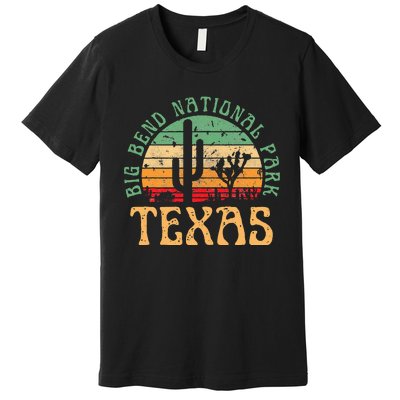 Big Bend National Park Texas Desert Hiking Retro Sunset Premium T-Shirt