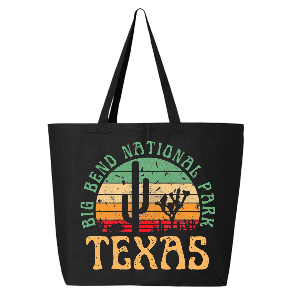 Big Bend National Park Texas Desert Hiking Retro Sunset 25L Jumbo Tote