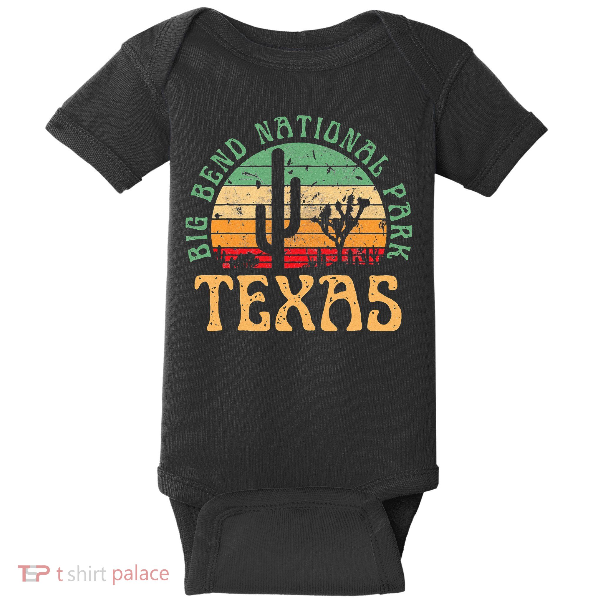 Big Bend National Park Texas Desert Hiking Retro Sunset Baby Bodysuit