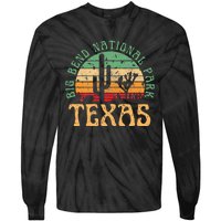 Big Bend National Park Texas Desert Hiking Retro Sunset Tie-Dye Long Sleeve Shirt