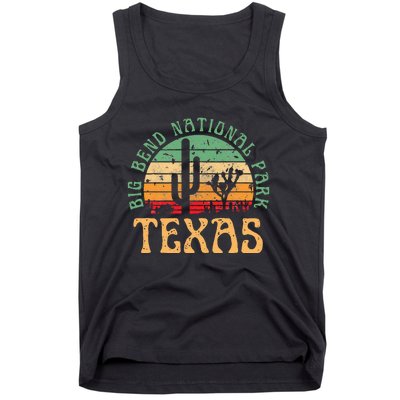 Big Bend National Park Texas Desert Hiking Retro Sunset Tank Top