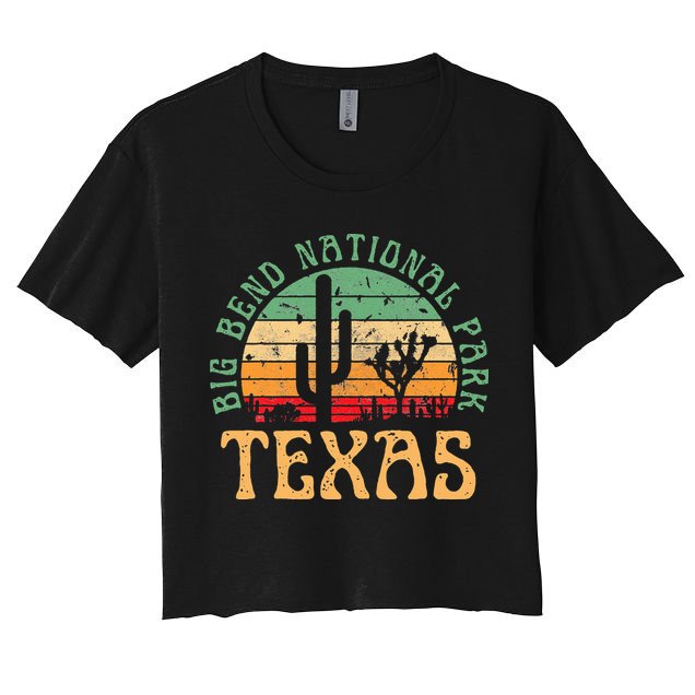 Big Bend National Park Texas Desert Hiking Retro Sunset Crop Top
