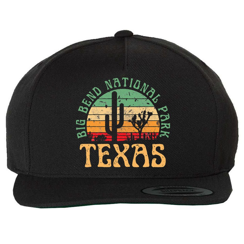 Big Bend National Park Texas Desert Hiking Retro Sunset Wool Snapback Cap
