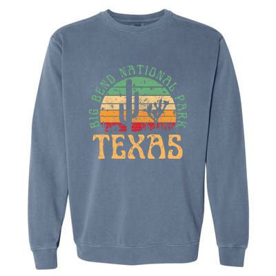 Big Bend National Park Texas Desert Hiking Retro Sunset Garment-Dyed Sweatshirt