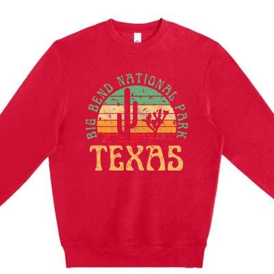 Big Bend National Park Texas Desert Hiking Retro Sunset Premium Crewneck Sweatshirt