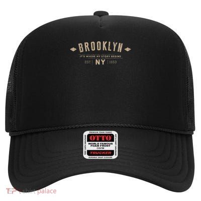 Brooklyn Brooklyn Ny High Crown Mesh Back Trucker Hat