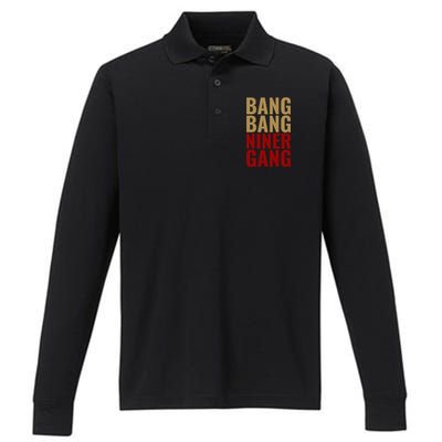 Bang Bang Niner Gang Football San Francisco Sports Performance Long Sleeve Polo