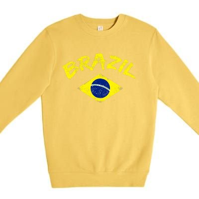 Brasil Brazilian National Flag Soccer Jersey Football Premium Crewneck Sweatshirt