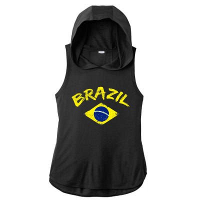 Brasil Brazilian National Flag Soccer Jersey Football Ladies PosiCharge Tri-Blend Wicking Draft Hoodie Tank