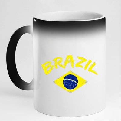 Brasil Brazilian National Flag Soccer Jersey Football 11oz Black Color Changing Mug