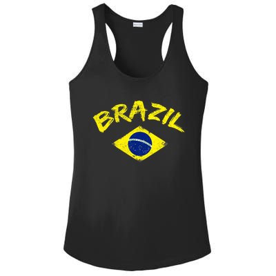 Brasil Brazilian National Flag Soccer Jersey Football Ladies PosiCharge Competitor Racerback Tank